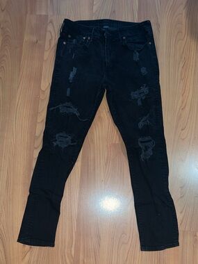 American Eagle Outfitters Black AirFlex Distressed Athletic Skinny Jeans